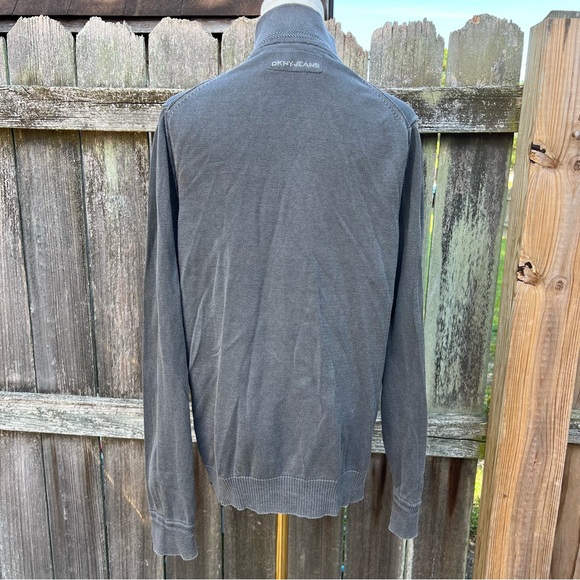 DKNY Zip Up Mock Neck Sweatshirt Grey - Picture 7 of 12